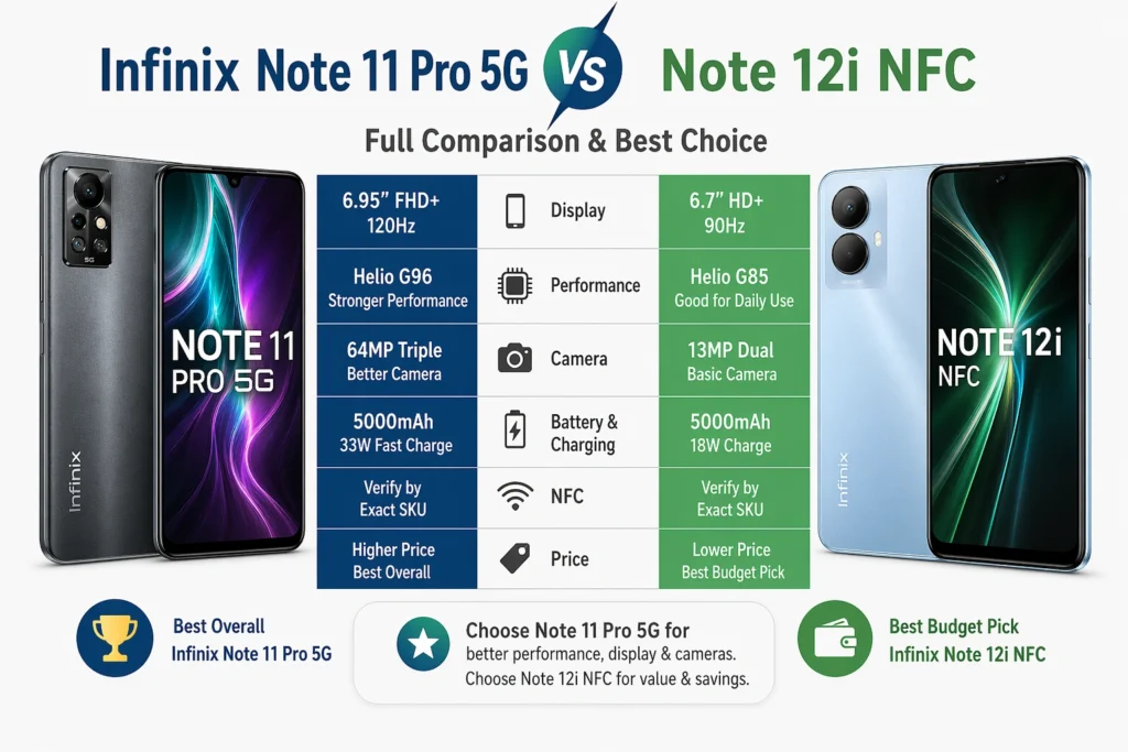 Infinix Note 11 Pro 5G vs Note 12i NFC